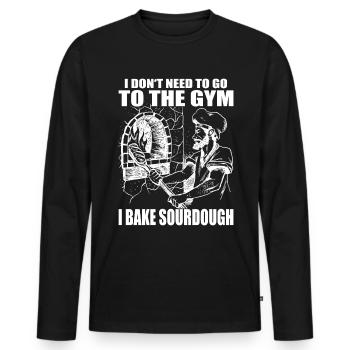 Entrée au levain Pain au levain Ventilateurs de cuisson - T-shirt manches longues Premium bio Homme - noir - Devant - Nico (187cm)