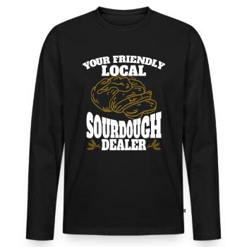 Entrée au levain Pain au levain Ventilateurs de cuisson - T-shirt manches longues Premium bio Homme - noir - Devant - Nico (187cm)