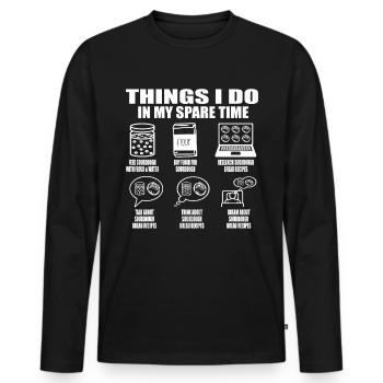 Ce que je fais pendant mon temps libre - - T-shirt manches longues Premium bio Homme - noir - Devant - Nico (187cm)