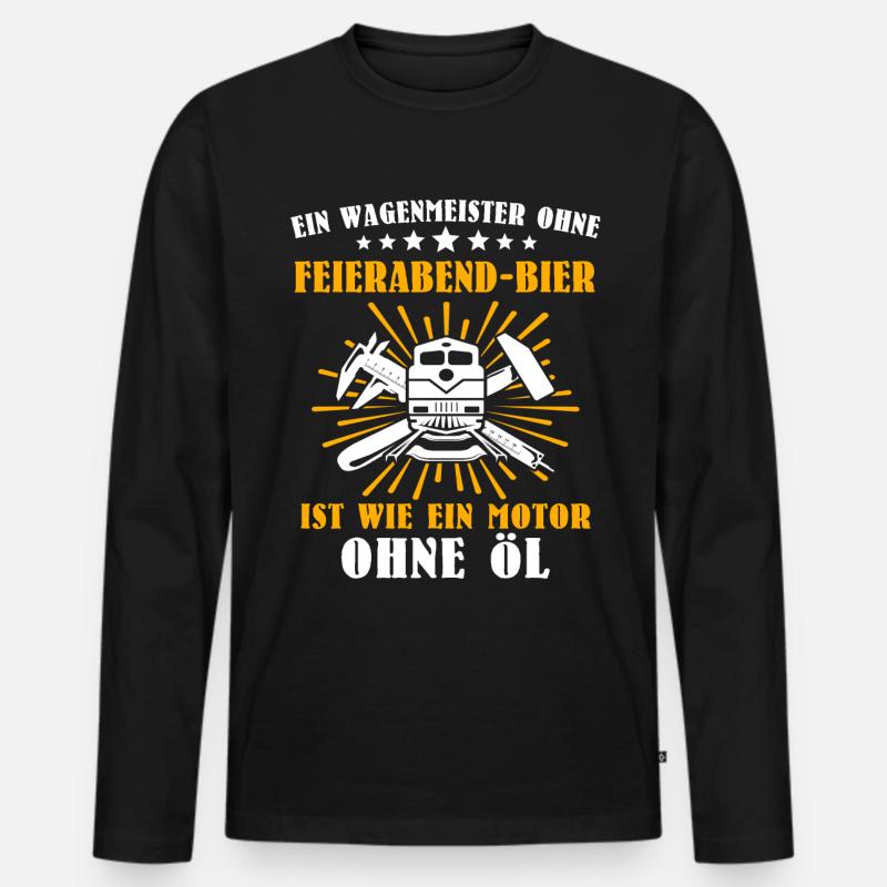 Wagenmeister Eisenbahn Zugtechniker - Männer Premium Bio Langarmshirt - Schwarz