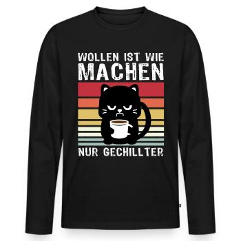 Katze Wollen Machen - Männer Premium Bio Langarmshirt - Schwarz - Vorne - Nico (187cm)