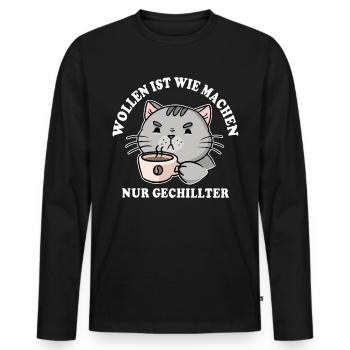 Katze - Männer Premium Bio Langarmshirt - Schwarz - Vorne - Nico (187cm)