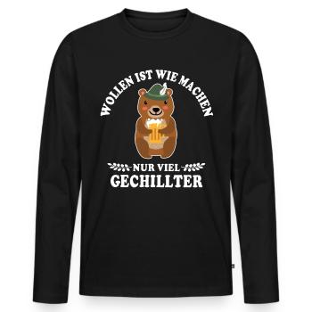 Bär Wollen Machen - Männer Premium Bio Langarmshirt - Schwarz - Vorne - Nico (187cm)