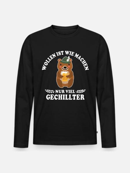 Bär Wollen Machen - Männer Premium Bio Langarmshirt - Schwarz