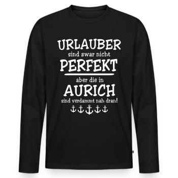 Aurich Sprüche - Männer Premium Bio Langarmshirt - Schwarz - Vorne - Nico (187cm)