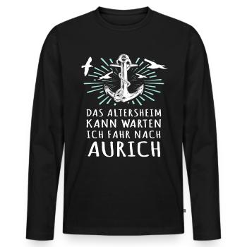 Sprüche Aurich - Männer Premium Bio Langarmshirt - Schwarz - Vorne - Nico (187cm)