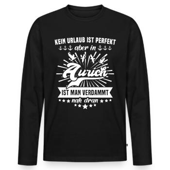 Aurich Geschenk Auricher - Männer Premium Bio Langarmshirt - Schwarz - Vorne - Nico (187cm)