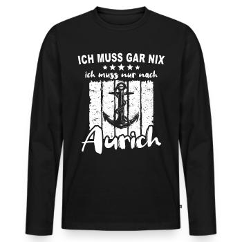 Aurich Stadt Auricher - Männer Premium Bio Langarmshirt - Schwarz - Vorne - Nico (187cm)