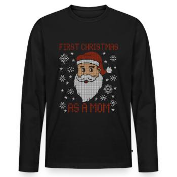 Premier Noël en tant que maman - Noël moche - T-shirt manches longues Premium bio Homme - noir - Devant - Nico (187cm)