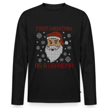Premier Noël en tant que grand-mère - Noël moche - T-shirt manches longues Premium bio Homme - noir - Devant - Nico (187cm)