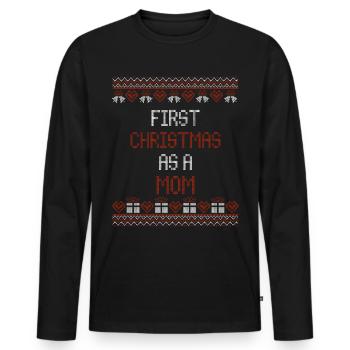 Premier Noël en tant que maman - Père Noël moche - T-shirt manches longues Premium bio Homme - noir - Devant - Nico (187cm)