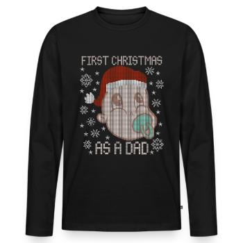 Erstes Weihnachten als Papa - Weihnachts ugly - Männer Premium Bio Langarmshirt - Schwarz - Vorne - Nico (187cm)