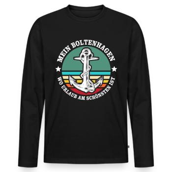 Boltenhagen Urlaub - Männer Premium Bio Langarmshirt - Schwarz - Vorne - Nico (187cm)