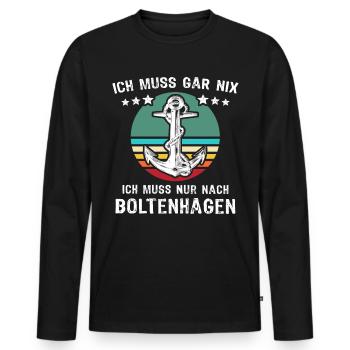 Boltenhagen Urlaub - Männer Premium Bio Langarmshirt - Schwarz - Vorne - Nico (187cm)