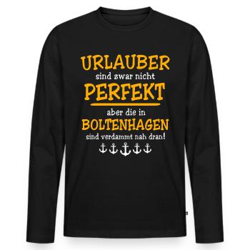 Boltenhagen Urlaub - Männer Premium Bio Langarmshirt - Schwarz - Vorne - Nico (187cm)