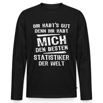 Statistiker - Männer Premium Bio Langarmshirt - Schwarz - Vorne - Nico (187cm)