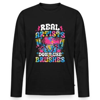 Cool Artistry Verser la peinture acrylique couleur - T-shirt manches longues Premium bio Homme - noir - Devant - Nico (187cm)