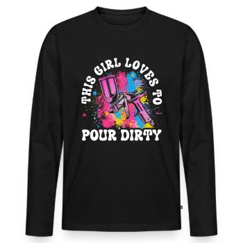 Cool Artistry Verser la peinture acrylique couleur - T-shirt manches longues Premium bio Homme - noir - Devant - Nico (187cm)