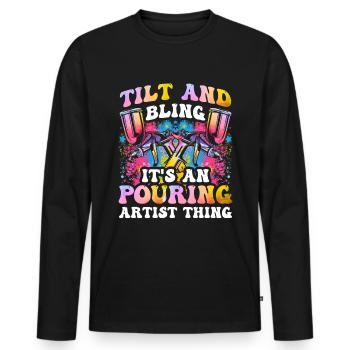 Cool Artist Art Acrylic Painting Casting Color - T-shirt manches longues Premium bio Homme - noir - Devant - Nico (187cm)