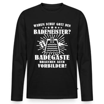 Bademeister - Männer Premium Bio Langarmshirt - Schwarz - Vorne - Nico (187cm)