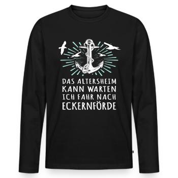 Eckernförde Sprüche Eckernförder Spruch - Männer Premium Bio Langarmshirt - Schwarz - Vorne - Nico (187cm)