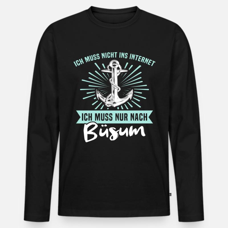 Büsum Sprüche - Männer Premium Bio Langarmshirt - Schwarz