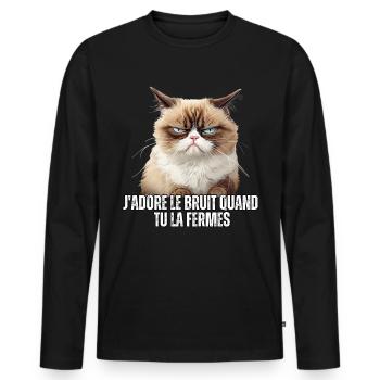 J'adore le bruit quand tu la fermes mauvais - T-shirt manches longues Premium bio Homme - noir - Devant - Nico (187cm)