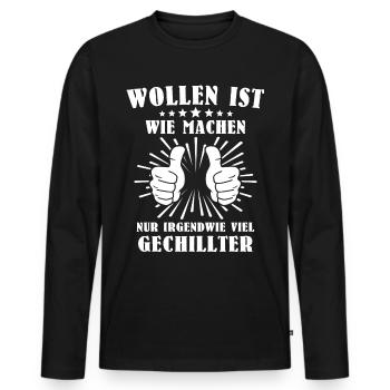 Lustige Sprüche Humor - Männer Premium Bio Langarmshirt - Schwarz - Vorne - Nico (187cm)