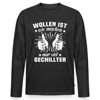 Machen Wollen - Männer Premium Bio Langarmshirt - Anthrazit meliert - Vorne - Nico (187cm)