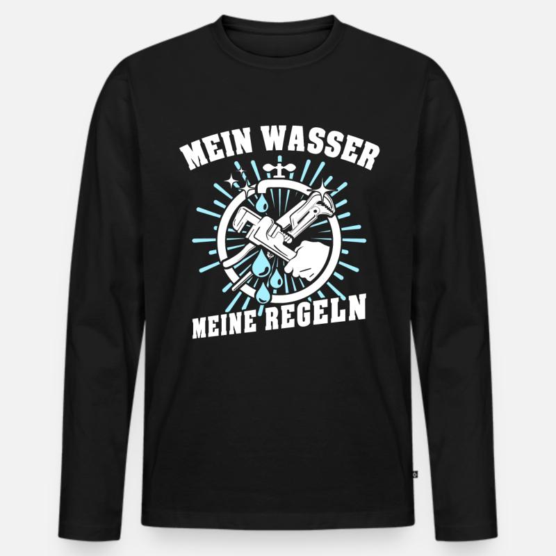 Wassermeister Regeln - Männer Premium Bio Langarmshirt - Schwarz