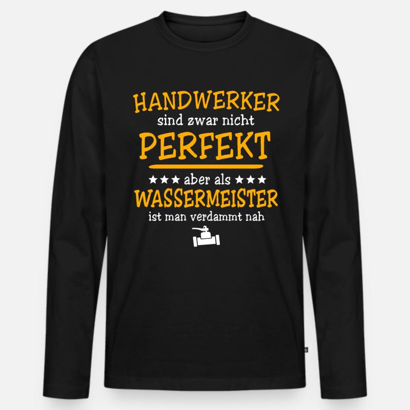 Wassermeister Handwerker - Männer Premium Bio Langarmshirt - Schwarz