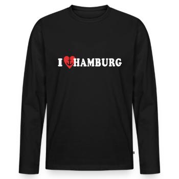 J’adore Hambourg Liebe - T-shirt manches longues Premium bio Homme - noir - Devant - Nico (187cm)