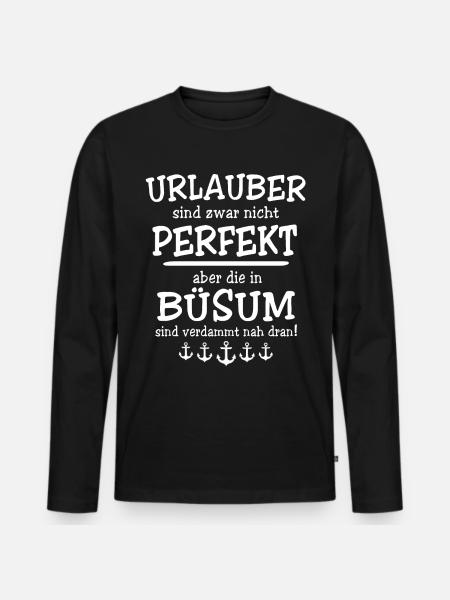 Büsum Büsumer - Männer Premium Bio Langarmshirt - Schwarz