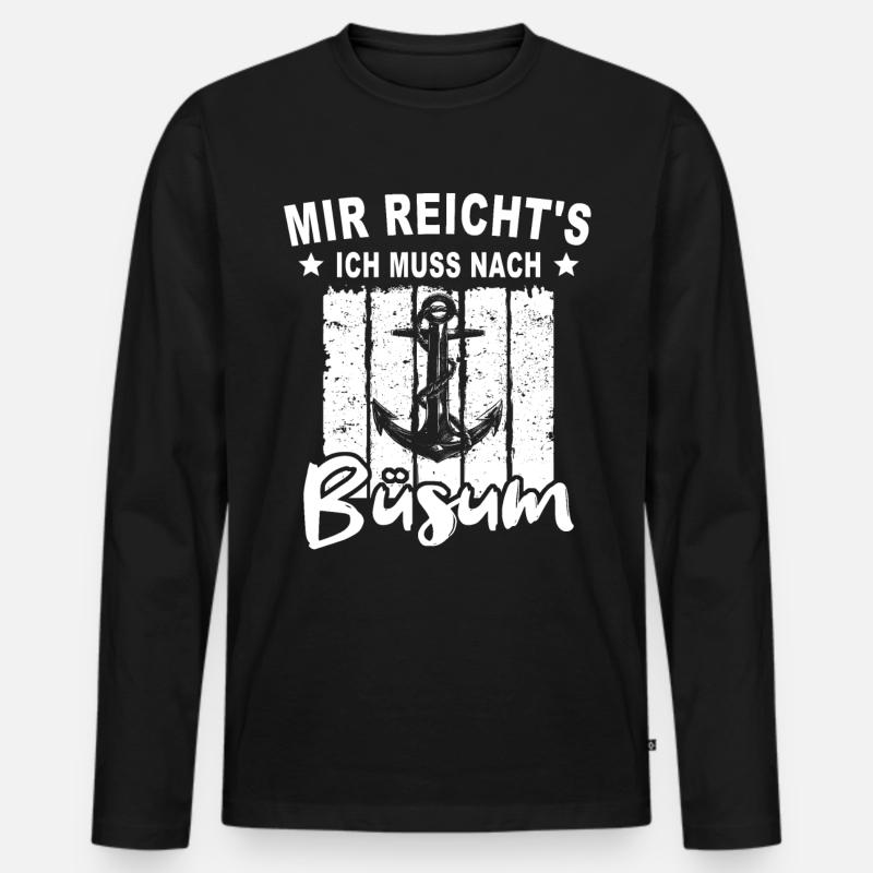 Büsum Büsumer - Männer Premium Bio Langarmshirt - Schwarz
