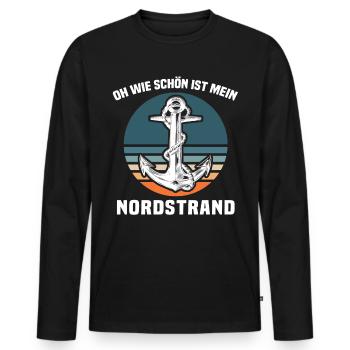 Nordstrand Sprüche - Männer Premium Bio Langarmshirt - Schwarz - Vorne - Nico (187cm)