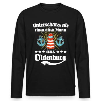 Oldenburg Mann - Männer Premium Bio Langarmshirt - Schwarz - Vorne - Nico (187cm)