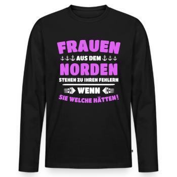 Norden Sprüche Nordener - Männer Premium Bio Langarmshirt - Schwarz - Vorne - Nico (187cm)