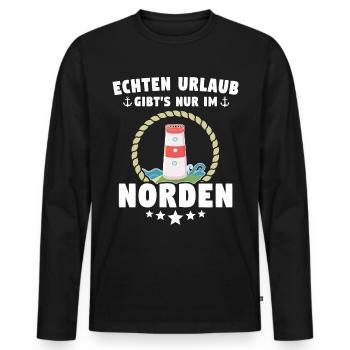 Norden Geschenk Nordener - Männer Premium Bio Langarmshirt - Schwarz - Vorne - Nico (187cm)