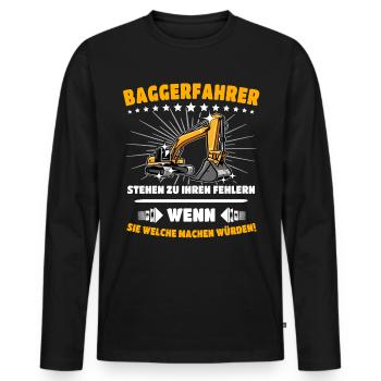 Baggerfuehrer Baggerfahrer - Männer Premium Bio Langarmshirt - Schwarz - Vorne - Nico (187cm)