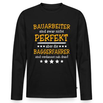 Baggerfuehrer Baggerfahrer - Männer Premium Bio Langarmshirt - Schwarz - Vorne - Nico (187cm)