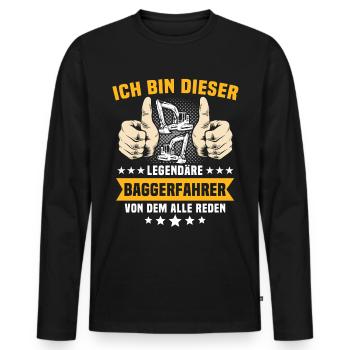 Baggerfuehrer Baggerfahrer - Männer Premium Bio Langarmshirt - Schwarz - Vorne - Nico (187cm)