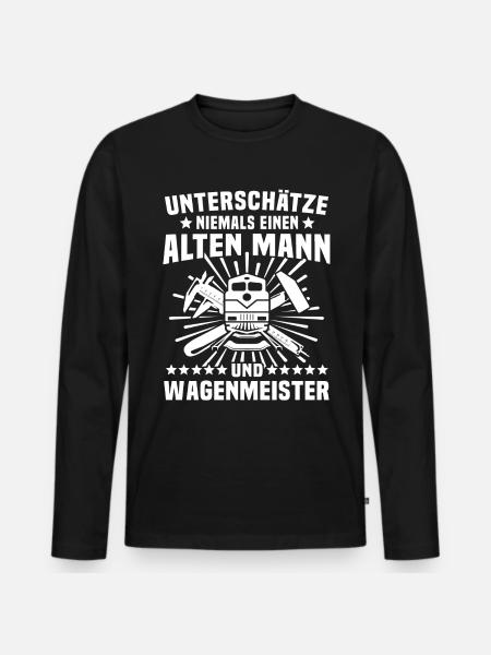 Wagenmeister - Männer Premium Bio Langarmshirt - Schwarz