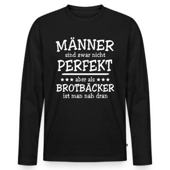 Brotbäcker Männer - Männer Premium Bio Langarmshirt - Schwarz - Vorne - Nico (187cm)