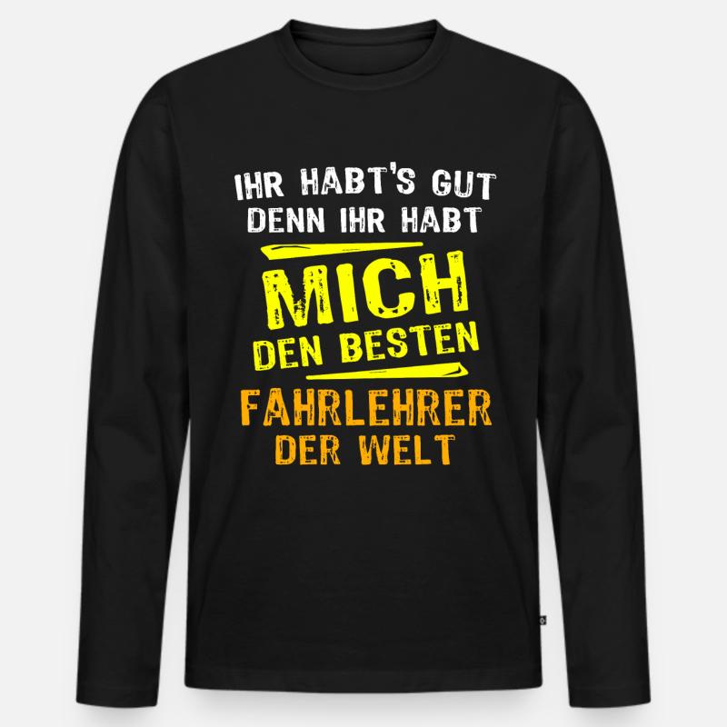 Fahrlehrer Geschenk - Männer Premium Bio Langarmshirt - Schwarz