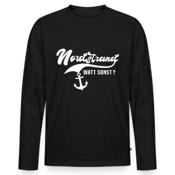 Nordstrand Sprüche - Männer Premium Bio Langarmshirt - Schwarz - Vorne - Nico (187cm)