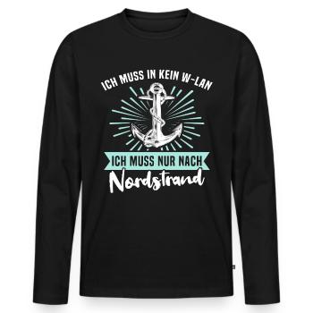 Nordstrand Sprüche - Männer Premium Bio Langarmshirt - Schwarz - Vorne - Nico (187cm)