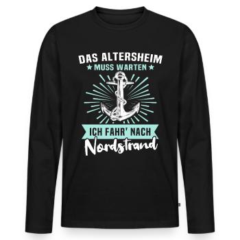 Nordstrand Sprüche - Männer Premium Bio Langarmshirt - Schwarz - Vorne - Nico (187cm)