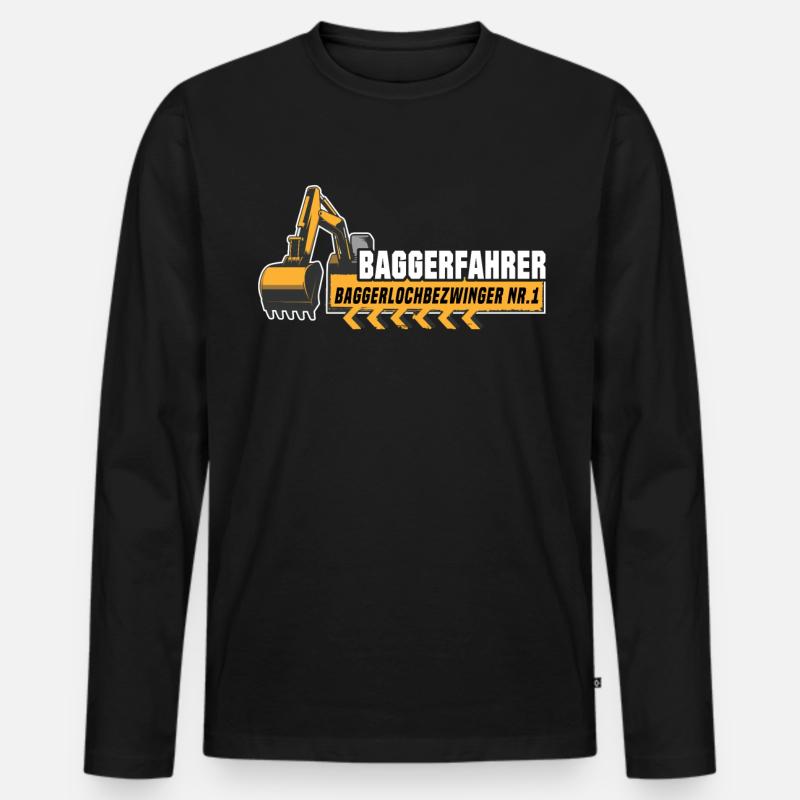 Baggerführer - Männer Premium Bio Langarmshirt - Schwarz