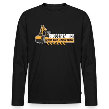 Baggerführer Sprüche Baggerfahrer - Männer Premium Bio Langarmshirt - Schwarz - Vorne - Nico (187cm)