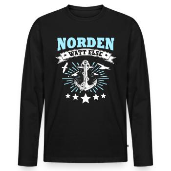 Norden - Männer Premium Bio Langarmshirt - Schwarz - Vorne - Nico (187cm)